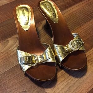 Gold blinged Milan 44 sandals size 9